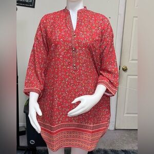 Floral Red Women's Top/ tunic/ kurta